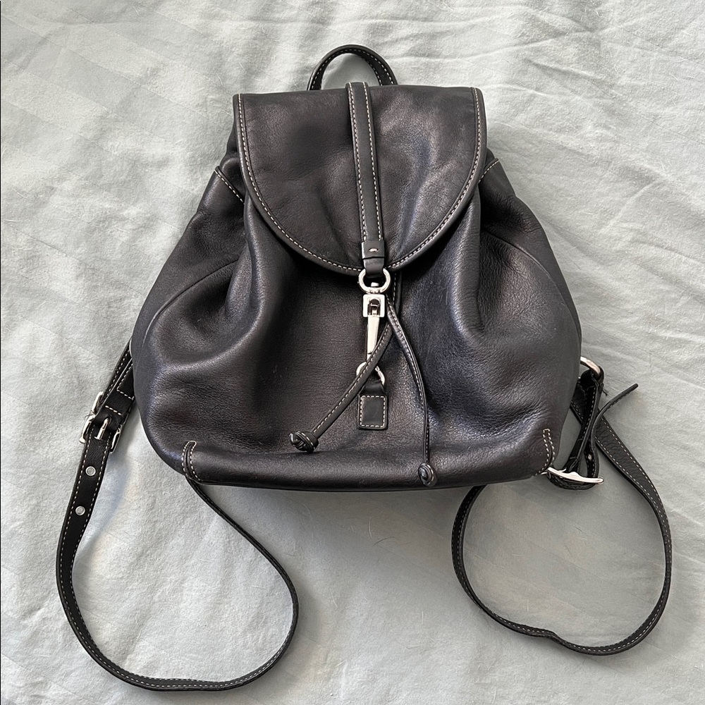 Vintage Coach Black Leather Backpack